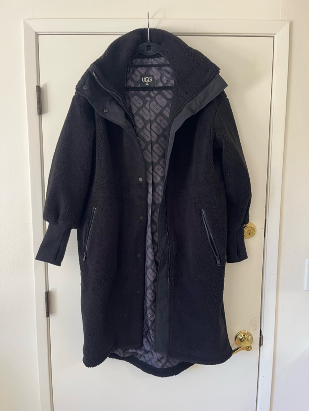 UGG Black Rhiannon Long Sherpa Coat